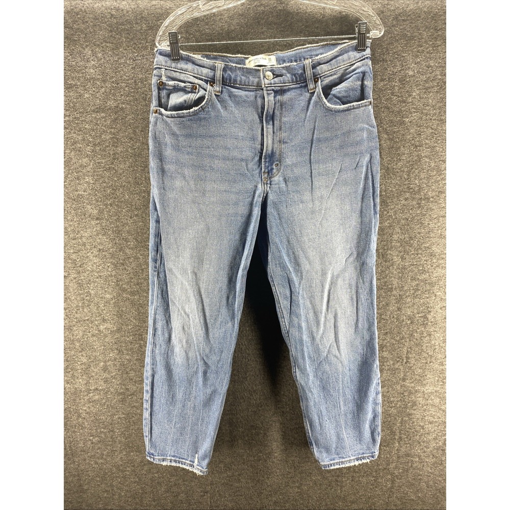 Abercrombie & Fitch The Mom High Rise Jeans Womens 31/12S Light Wash Distressed